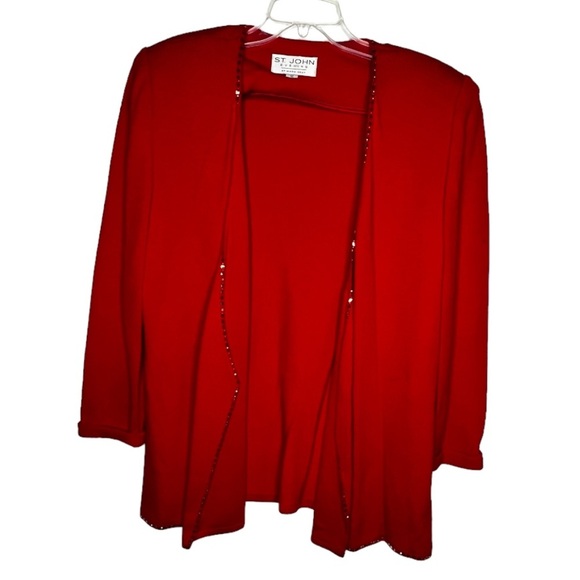 Vintage St. John Evening by Marie Gray Red Sweater Jacket‎ - Picture 1 of 9